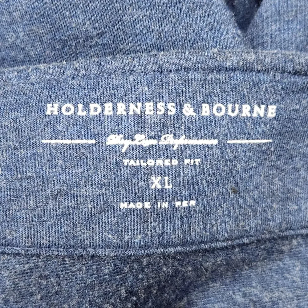 Holderness & Bourne Harper Pullover Mens XL Blue Heathered Atlantic 1/4 Zip